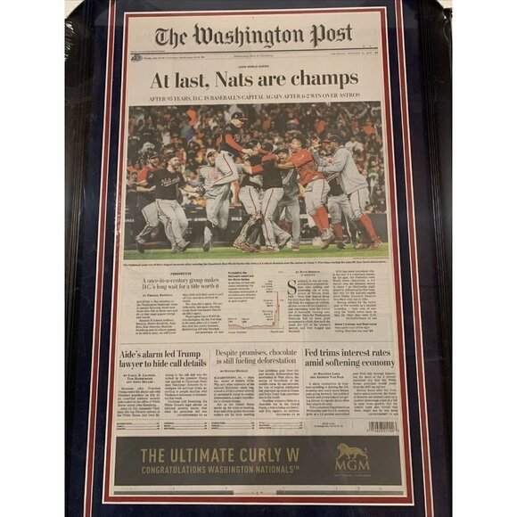 Washington Nationals 2019 World Series Washington Post Original Newspaper Framed - Picture 2 of 3